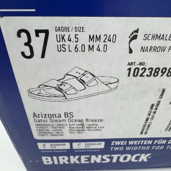 New Birkenstock Arizona Women’s Gator Gleam Two Strap Comfort Sandal Size 37 6 - Picture 7 of 8